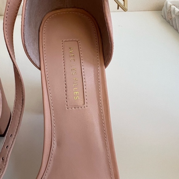 Avec Les Filles Michele Embellished Sandal Heels Blush Nude Pink Flowers - Picture 8 of 9